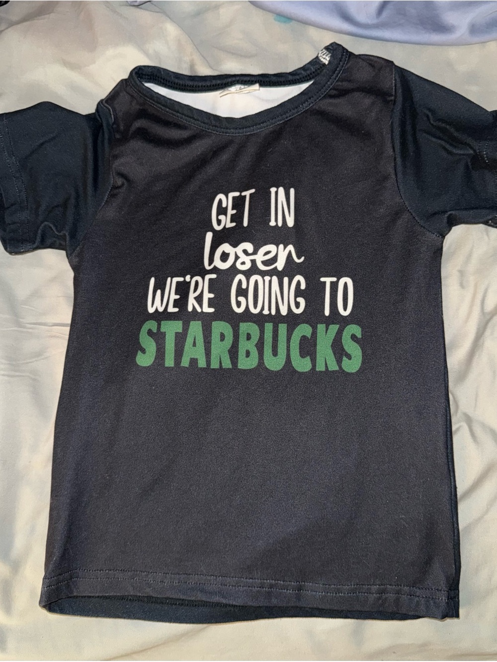 Kids Black Short Sleeve Tee with Green Graphic Text